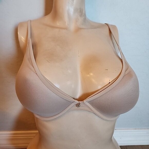 Third Love Bra 32D 1/2 Classic Contour Plunge Bra Nude Underwire Padded Push Up - Picture 1 of 4